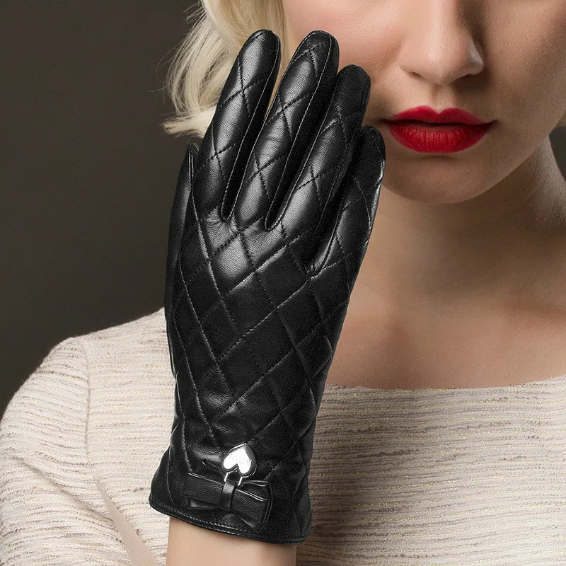 

Женские перчатки из натуральной кожи, зимние женские уличные теплые перчатки для рук, модные Универсальные варежки высокого качества для вождения и велоспорта H3230