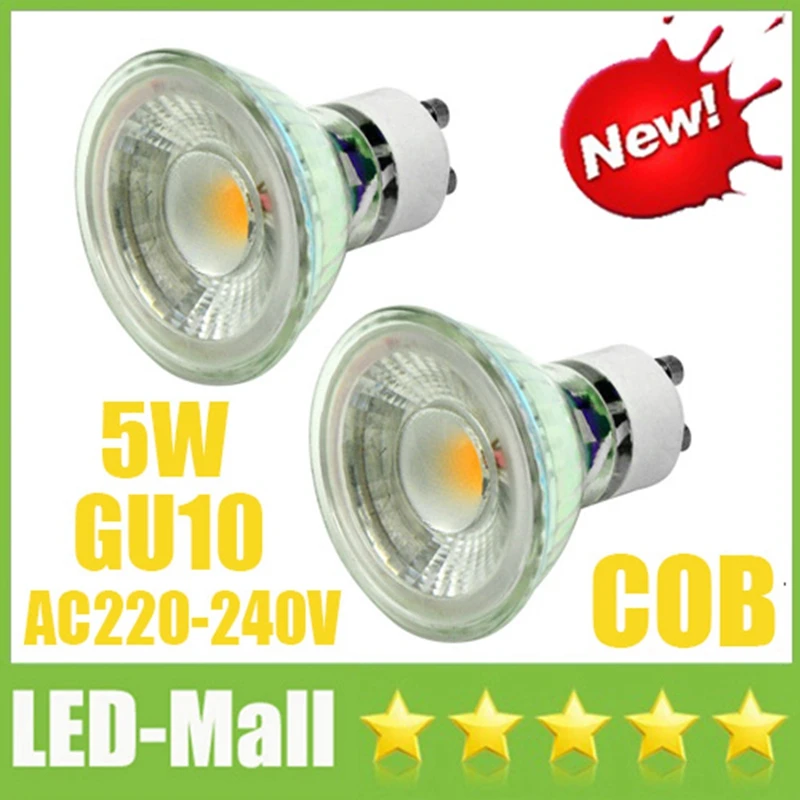 

2017 Newet Glass body COB 5W LED Spotlights AC220-240V GU10 Spot Down Lights Bulbs Lamp Warm/Cool white For Cabinet Showcase