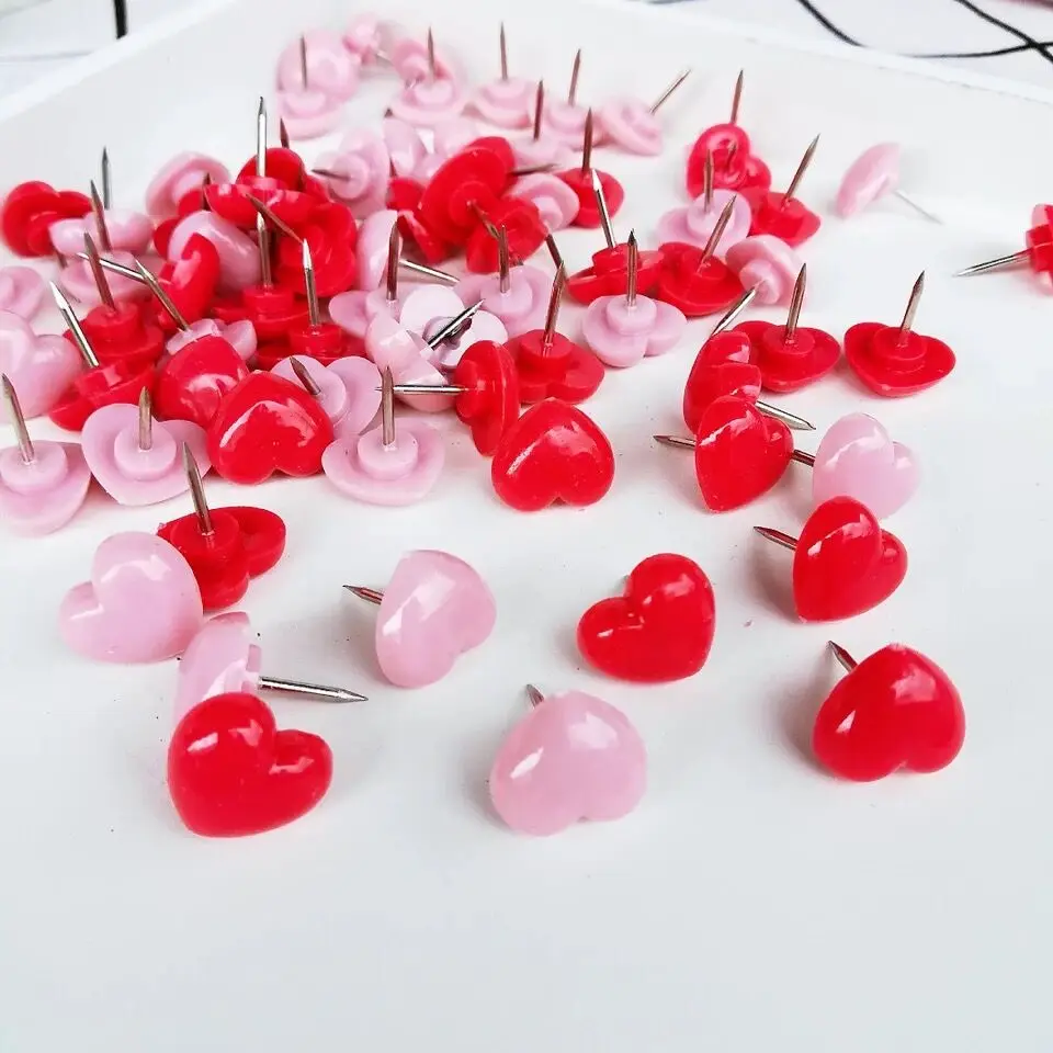 100 PCS Heart Push Pins,Pink Cute Wall Tacks Decorative for Cork Board