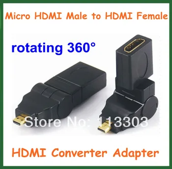

100pcs Micro HDMI Male to HDMI Female HDMI Converter Adapter Connector 360 Degree Rotating Cable Adapter