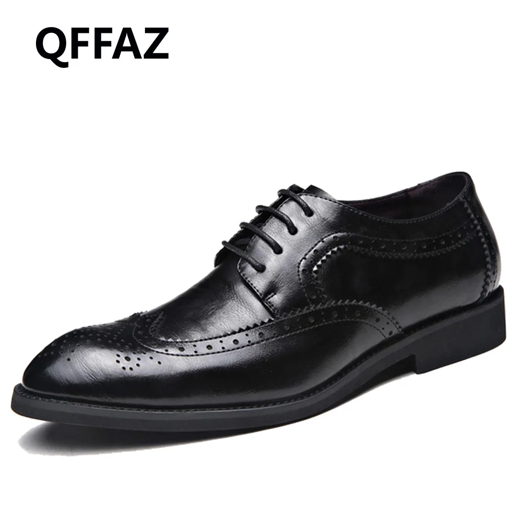 QFFAZ/брендовая мужская обувь; высококачественные модельные туфли с острым носком; Мужская официальная обувь; zapatos hombre; Туфли-оксфорды размера плюс 38-48