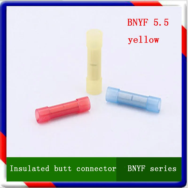 

BNYF5.5 100pcs Heat Shrink Nylon Butt Cable Connectors Crimp wire Terminals full Insulating joints cable terminal free shipping