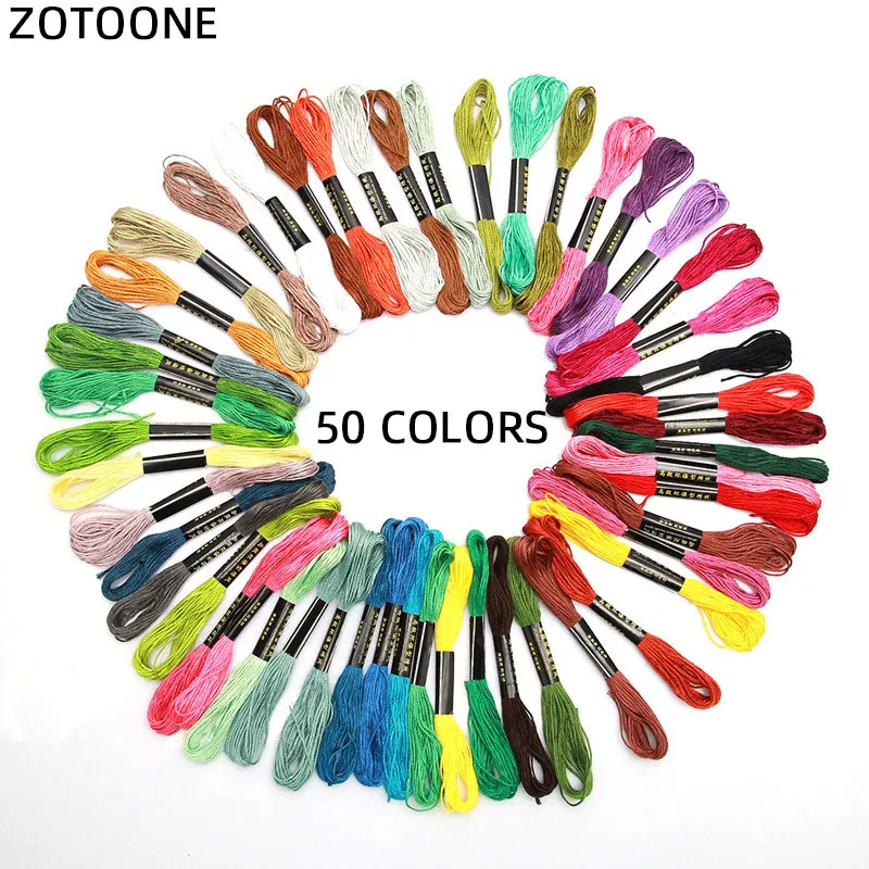 

ZOTOONE 50Color Embroidery Threads DIY Cross Stitch Wire Thread Sewing Accessories Craft Unique Style Home Sew Tool Stitch Yarn