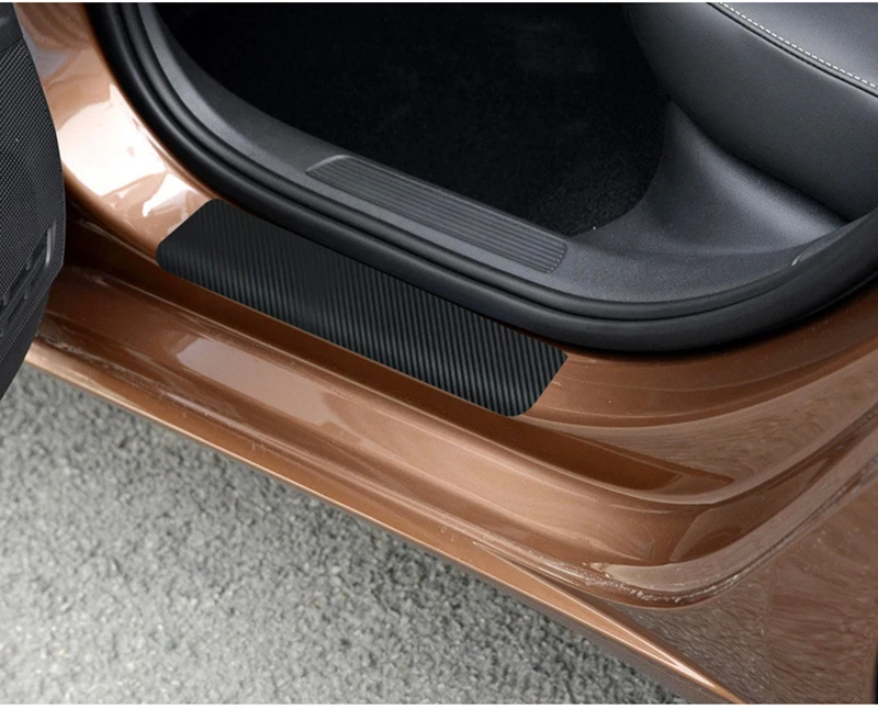 3D Car Sticker Door Sill Protector Car Styling Carbon Fiber Door Plate Scuff Protection Auto Accessories Door Step Scratch Cove 3333