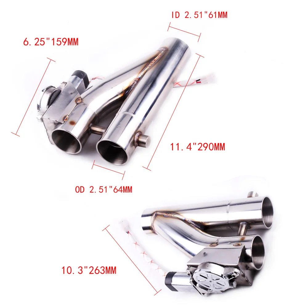 RASTP-нержавеющая сталь коллекторы Y трубы двойные клапаны Электрический выхлоп вырез комплект выхлопной трубы RS-BOV055