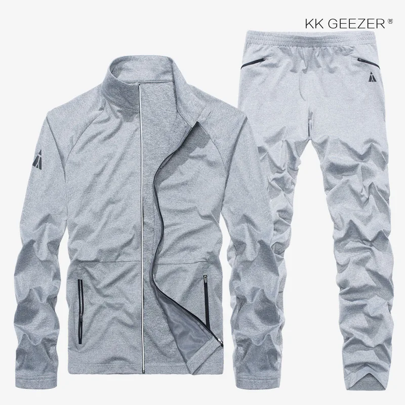 Flash Sale Men Jacket Sets Autumn Sportswear High Quality Sweatshirts Zipper Fitness Overcoat Breathable Jacket Outerwear (Jacket+Pants )