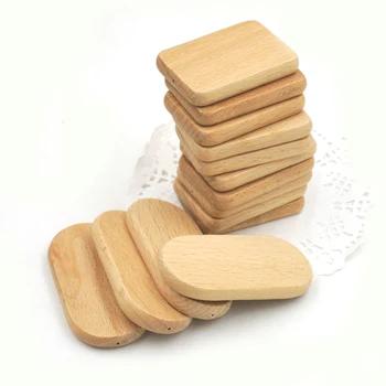 20pcs beech slice wooden 50*35mm handmade SMOOTH square cookie shaped flat jewelry charm EA244