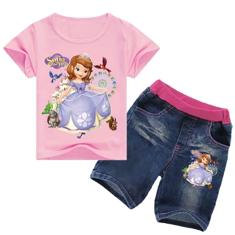 

2018 Little Princess Clothing Set Sofia Costumes For Girls Tracksuit Cotton T-shirt +Shorts Two Peice Suit For Children Clothes
