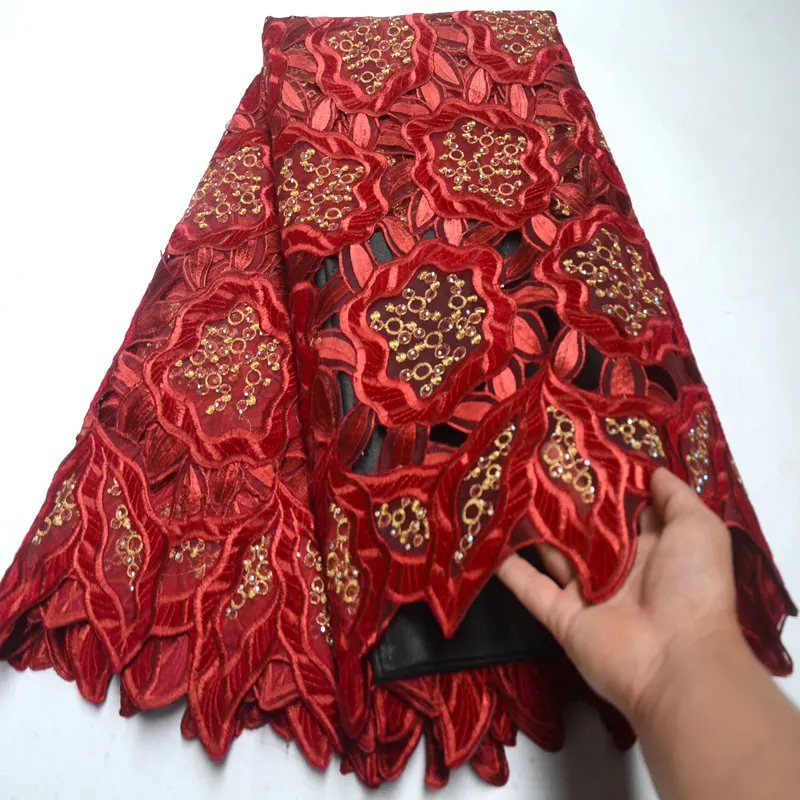

Velvet Lace Fabric for Dresses Latest Nigerian French Organza Lace Fabrics High Quality Handcut African Lace Fabric DG070