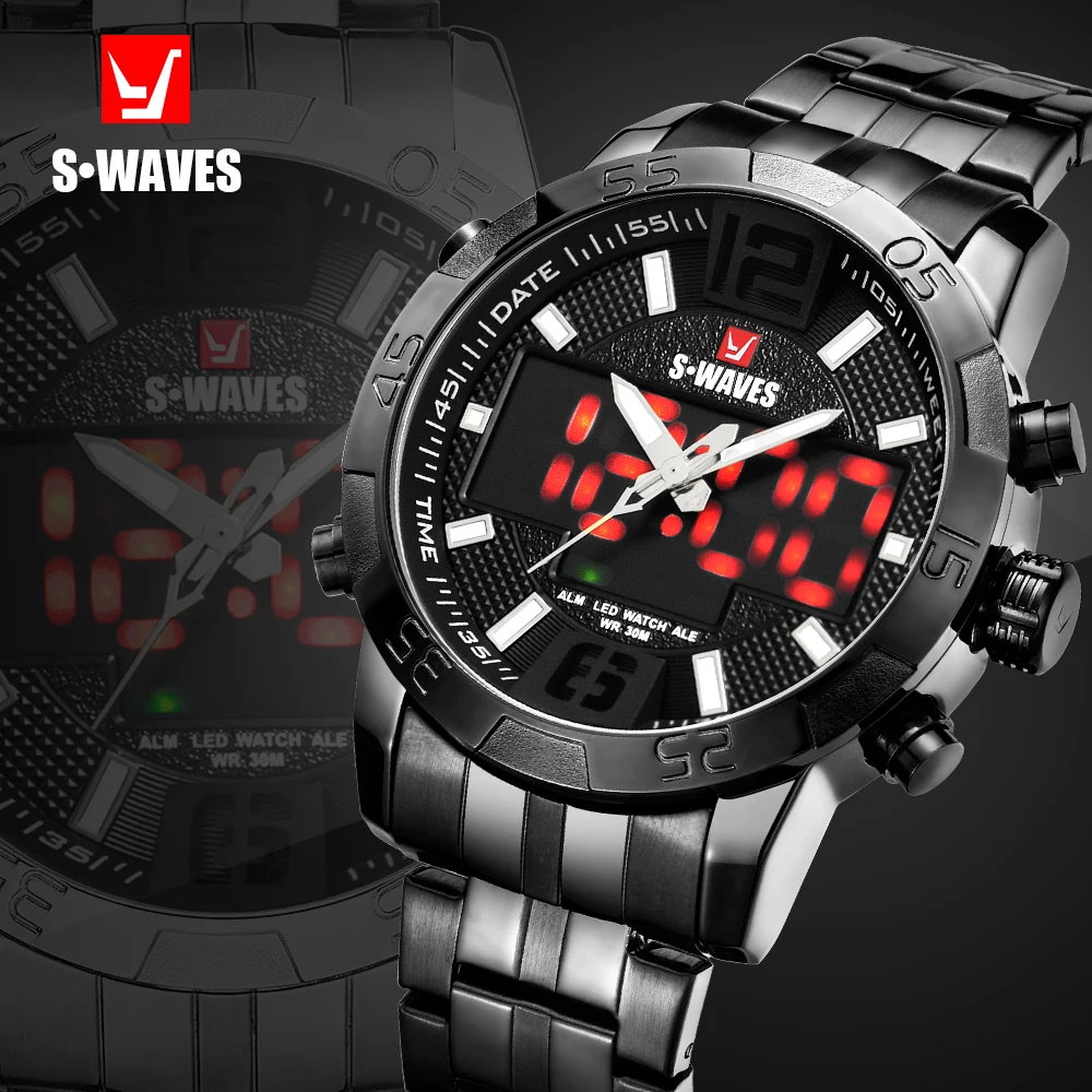 Часы наручные SWAVES SW2055S мужские брендовые роскошные Цифровые Аналоговые