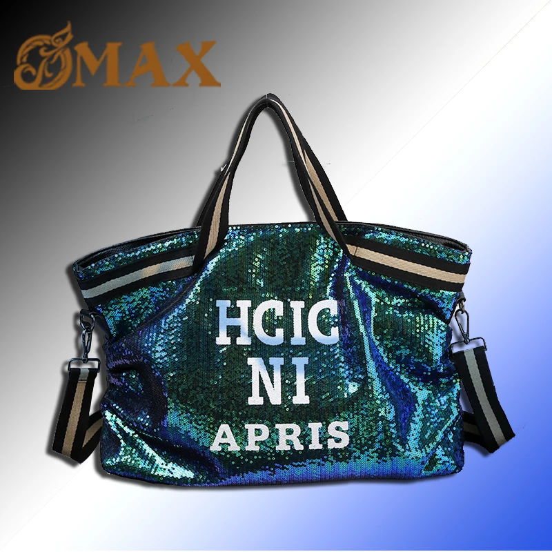 

OMAX SG SELLER Spring 2019 new sequined yoga shoulder bag casual sequined cross-body alphabet bag