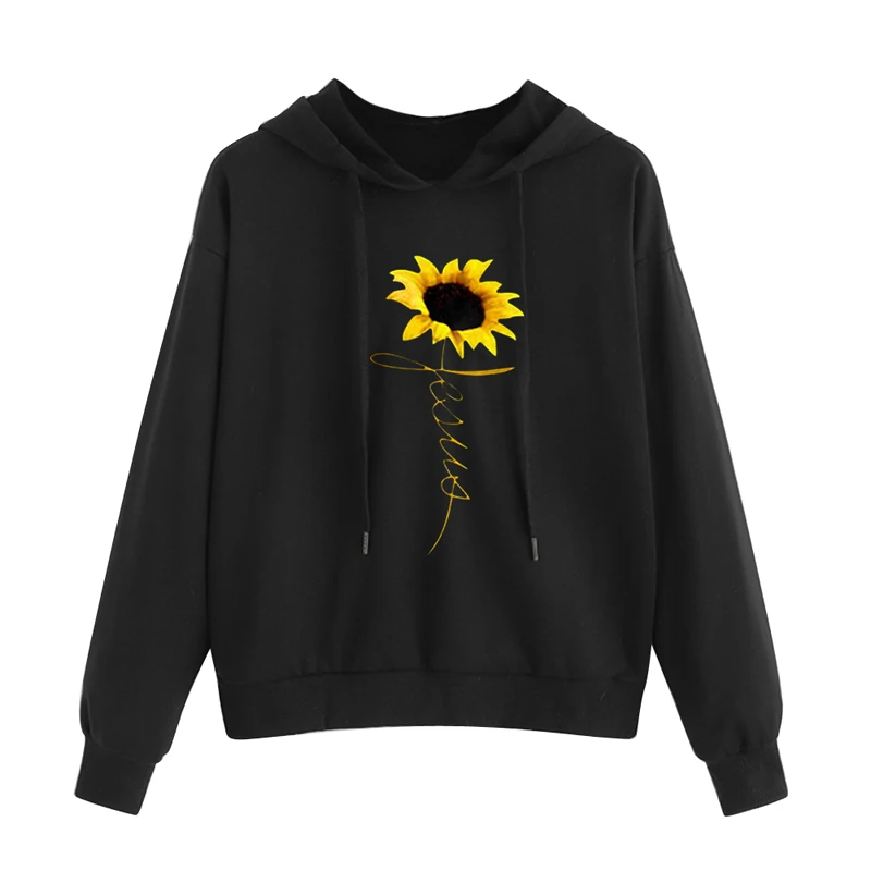 

2019 Hoodies Sweatshirt Women Sunflower Print Hoodie Harajuku Sweatshirts New Loose Casual Pullovers Female Sudaera Mujer