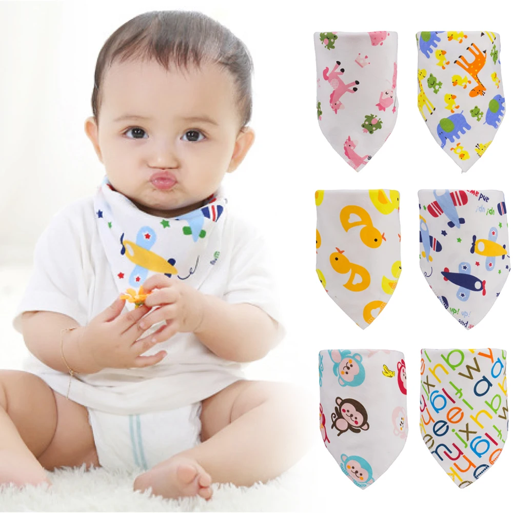 Baby Saliva Triangle Towel 100 Cotton Double Layers Cartoon Cute