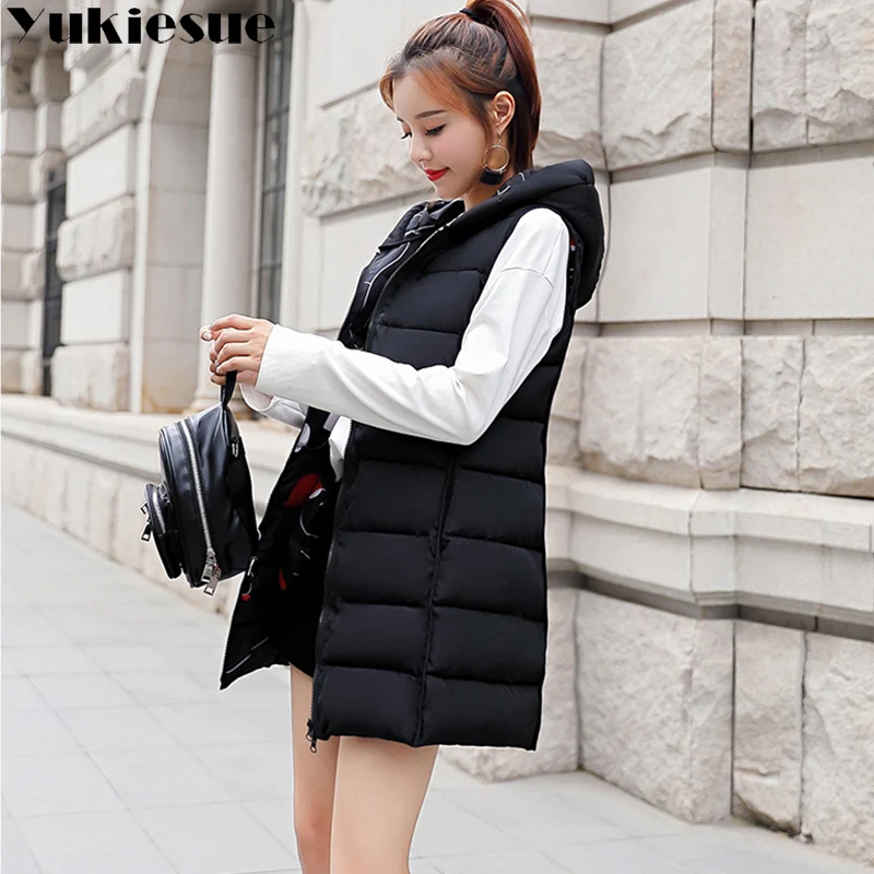 2018 Women Winter Vest Waistcoat New Women Long Vest Sleeveless Jacket Suit Collar Down Cotton Warm Vest Female 2 side to wear