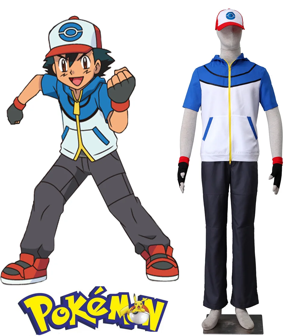Cartoon Pocket Monster pokemongo Anime Cos Ash Ketchum Halloween Vrouw Man Cosplay Kostuum Cartoon Pocket Monster pokemongo Anime Cos Ash Ketchum Halloween Vrouw Man Cosplay Kostuum