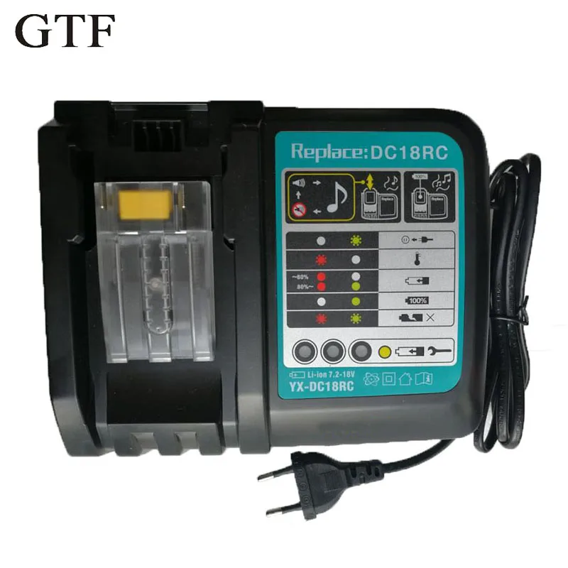 

GTF Li-ion Battery Charger 3A 6A Charging Current for Makita 14.4V 18V BL1830 Bl1430 DC18RC DC18RA Power tool DC18RCT Charger