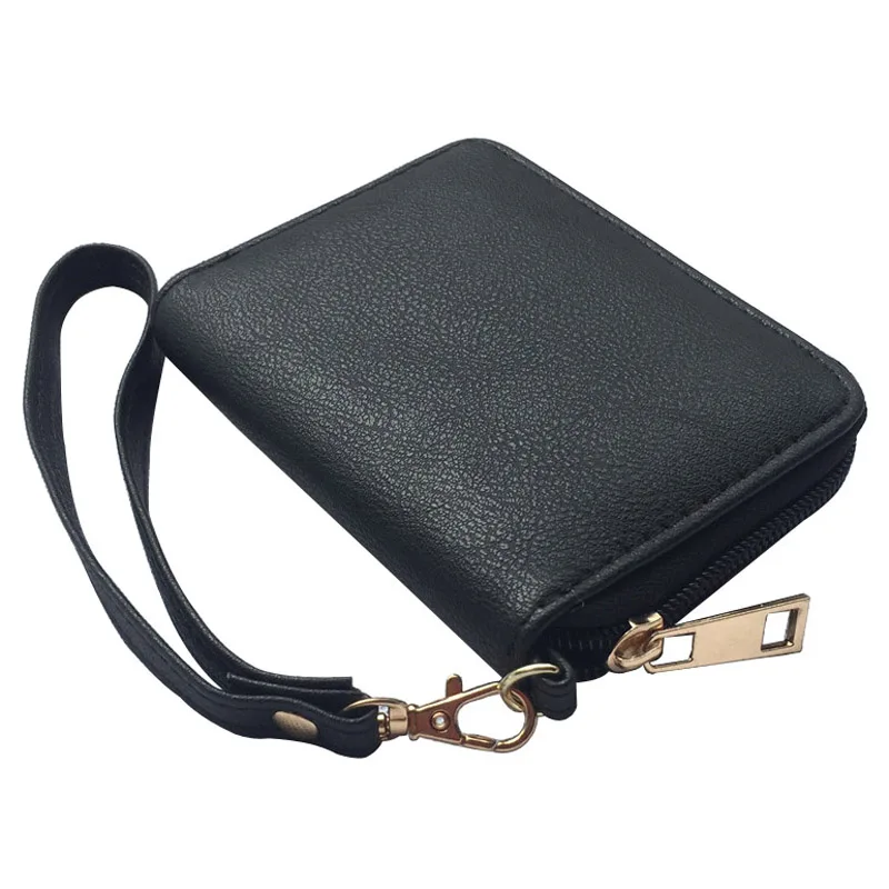 New-Arrival-Solid-Black-PU-Leather-Women-Short-Wallet-Female-Zipper-Purse-Large-Capacity-Card-Holder (3)