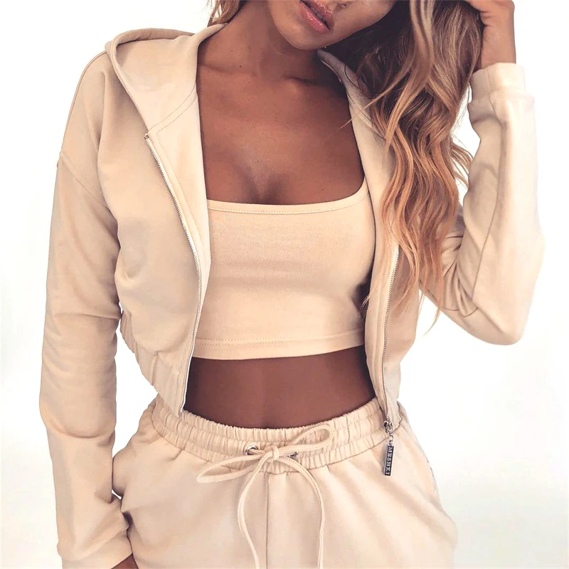 

Women Running Set Sports Suit Two Piece Female Sportswear Solid Sexy Sweatpants Jogging Suit for Women Hooded Clothes Tracksuit