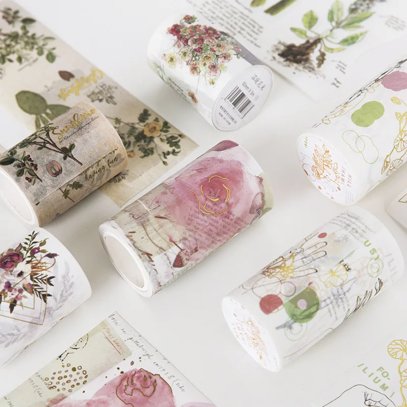 

6Style Special Ink Kawaii Flowers/Rose/Hand/Plants Japanese Decorative Adhesive DIY Masking Paper Washi Tape Label Stickers gift