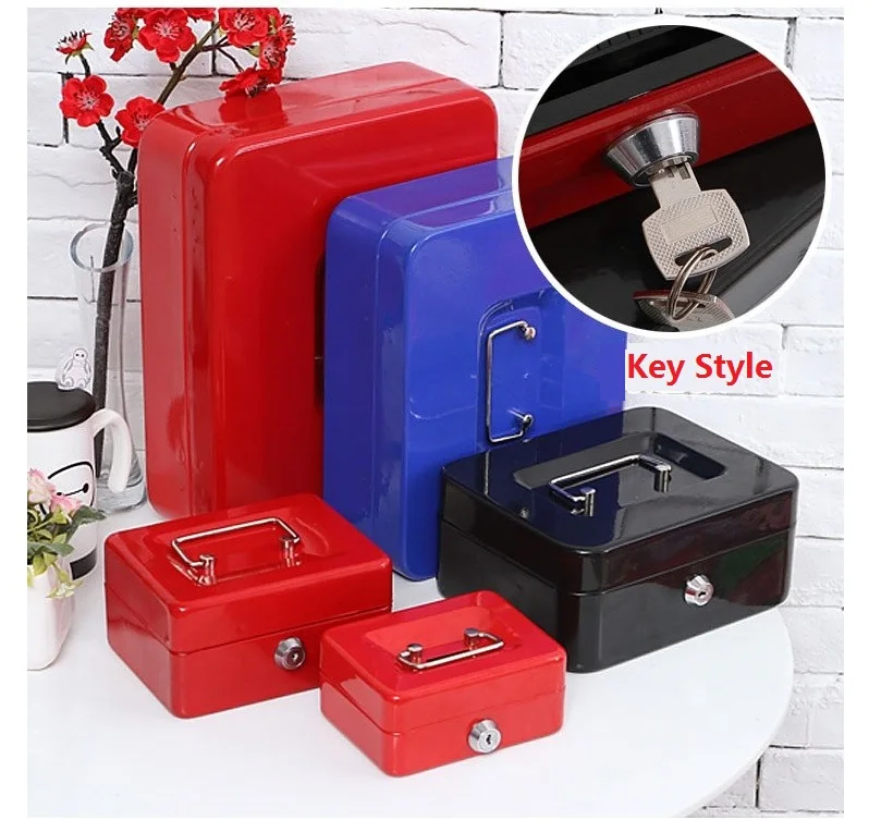 

Steel Key Safe Cash Boxes Store Content Paper Piggy Bank Card A4 Document Large Boxes