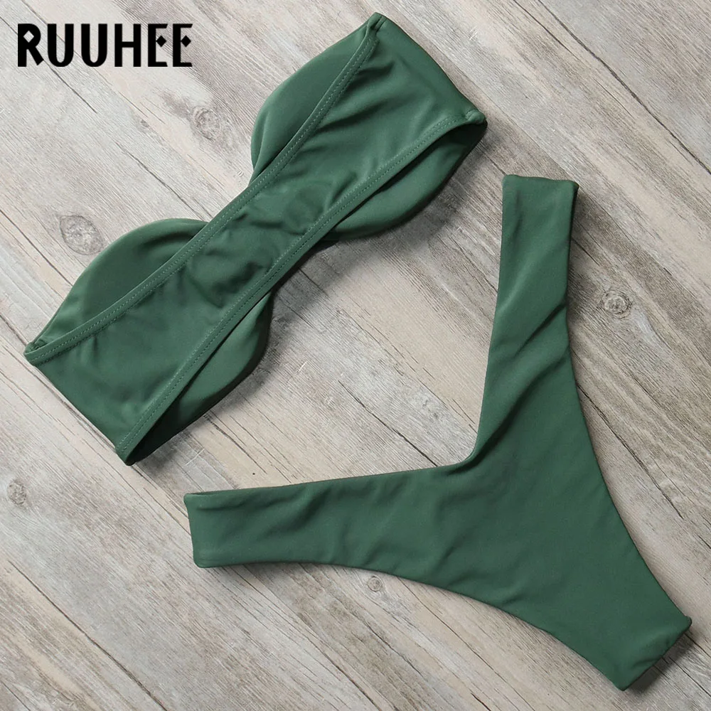 RUUHEE Bikini Swimwear Women Swimsuit Sexy Thong Bikini Set 2018 Bathing Suit Bandeau Female Beachwear Swimming Suit With Pad