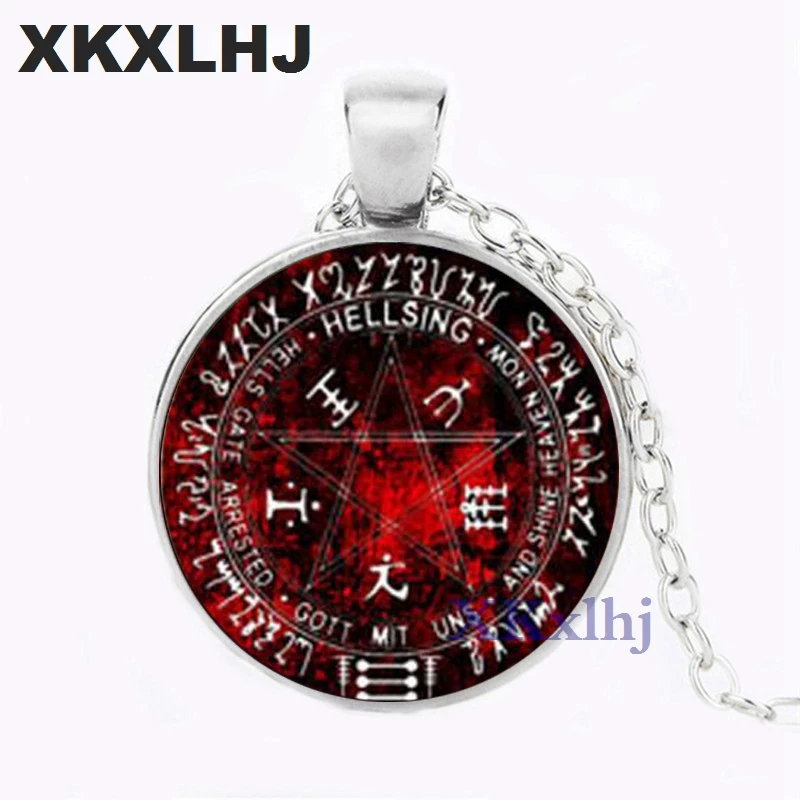 

XKXLHJ hot! 1pcs Hellsing Inspired Necklace Glass Cabochon Necklace Jewelry