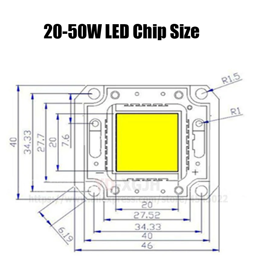 DC12V светодиодный 20 Вт 30 Вт 50 Вт белый теплый белый светодиодный чип 20 30 50 Вт для Светодиодный прожектор Наружное освещение ширина света