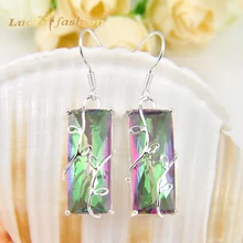 Fashion Jewelry brincos grandes silver plated charm colorful crystal dangle earrings for women