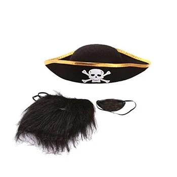 

Halloween Cosplay The ship Pirate Captain Accessories (pirate hat + glasses + beard)