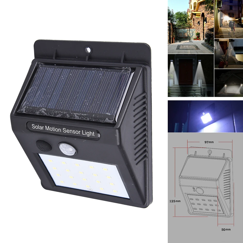 

Sensor Wall Light Waterproof LED Solar Power PIR Motion Outdoor Energy Saving Street Yard Path Home Garden Security Lamp 20 LEDs