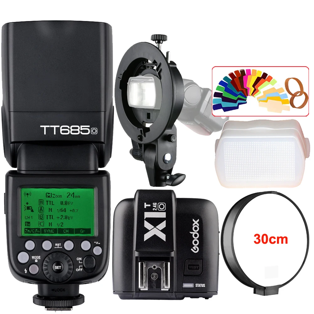  Godox TT685O 2.4G HSS 1/8000s TTL Camera Flash Speedlite + X1T-O Trigger + Bowens S-Type Bracket fo