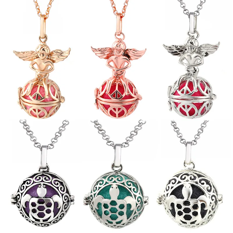 

2019 Angel Wings Hollow Necklace Vintage Jewelry Music Ball Essential Oil Diffuser Pregnancy Pendant Summer Romantic Accessories