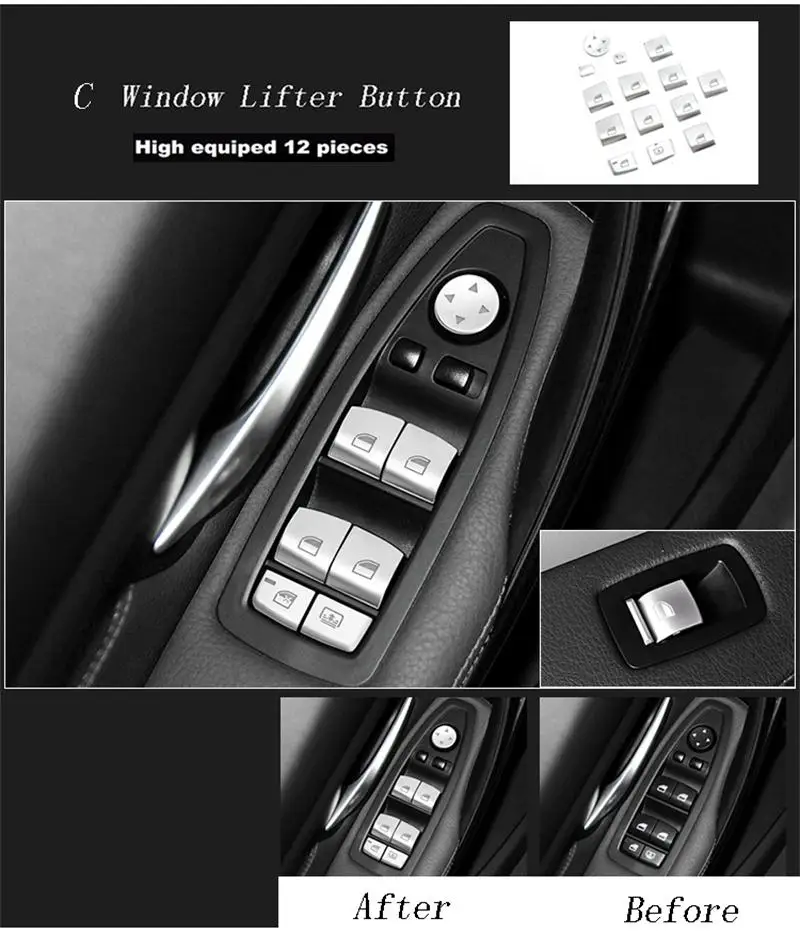 Стайлинга автомобилей интерьера кнопки блестки украшения крышки отделочный стикер Наклейки для BMW F30 F34 серии 3/4 GT авто аксессуары - Название цвета: Silver C