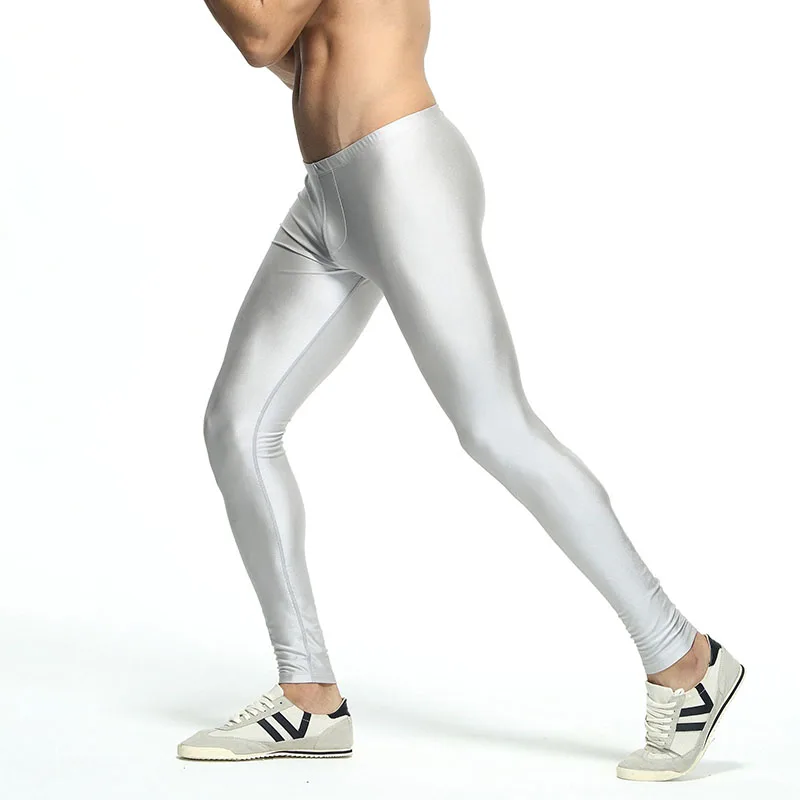 RAY GRACE Men Sports Running Tights Compression Pants Leggings Fitness Sportswear Long Trousers Athletic Training Skinny Pants - Цвет: Silvery