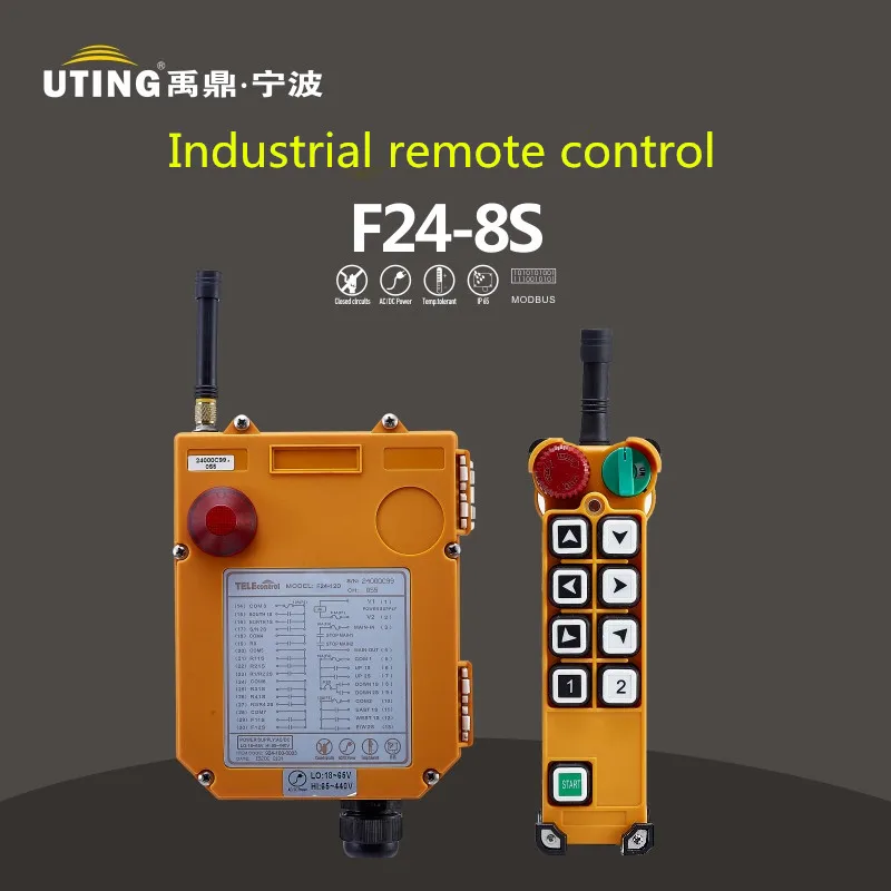 

Telecrance F24-8S 8 button Single speed crane Industrial remote control VHF310-331Mhz 65-440V