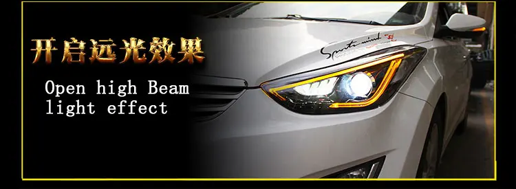 Автомобильный Стайлинг для hyundai Elantra MD светодиодный головной светильник в сборе 2013- Головной фонарь светодиодный H7 с комплектом hid светодиод дневного света 2 шт