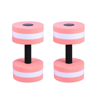 

2PCS Aquatic Exercise Dumbells EVA Water Barbells Hand Bar For Water Resistance Aerobics (Pink)