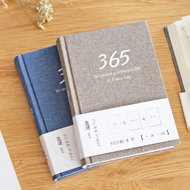 

Exquisite 365 Days Cloth Notebook 32K Travel Plan Book Work Schedule Note Notepad Account Book 196 Pages Office School Supplies