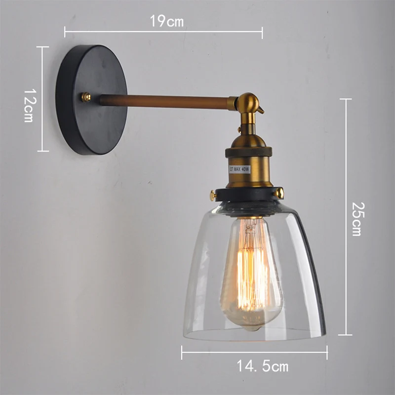 Винтажные Настенные светильники старый медный Wandlamp стекло E27 Настенные светильники для дома спальни гостиной бар оформление балкона светильники
