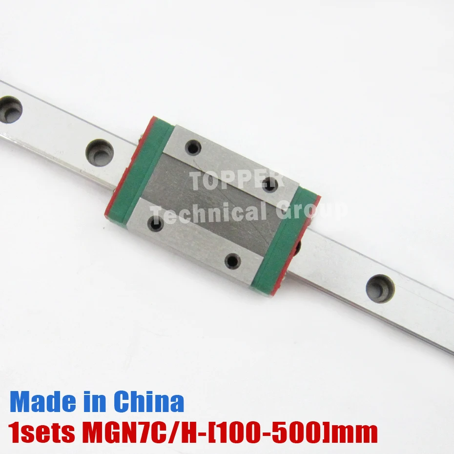 

7mm Linear Guide MGN7 L= 100-500mm linear rail way + MGN7H or MGN7C Long linear carriage for CNC X Y Z Axis