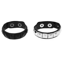 2 pçs branco rebite + preto rivet punk pirâmide cravejado pulseira de couro artificial
