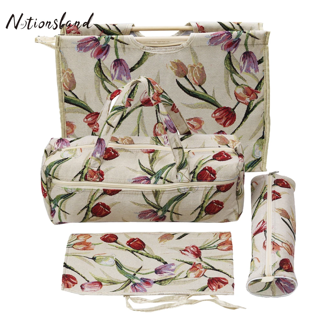 

D&D 4pcs/Set Practical Knitting Needles Storage Bag Sewing Tools Organizer Household Knitting Bag
