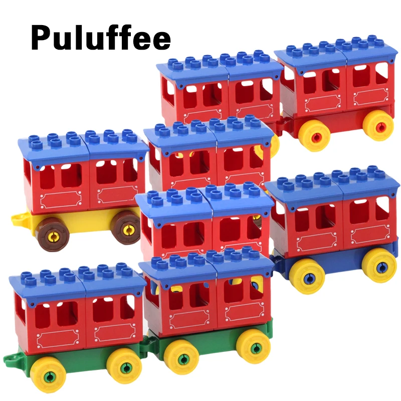

Big Size Train Building Blocks Set Coach DIY Bricks Compatible with Duplo Accessories Educational Toys For Children Gifts