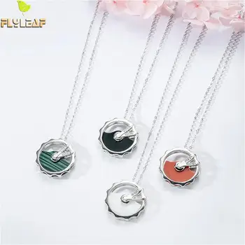 

Flyleaf 925 Sterling Silver Necklace Women Colorful Moving Clock Zircon Creative Chain Fashion Fine Jewelry Necklaces & Pendants