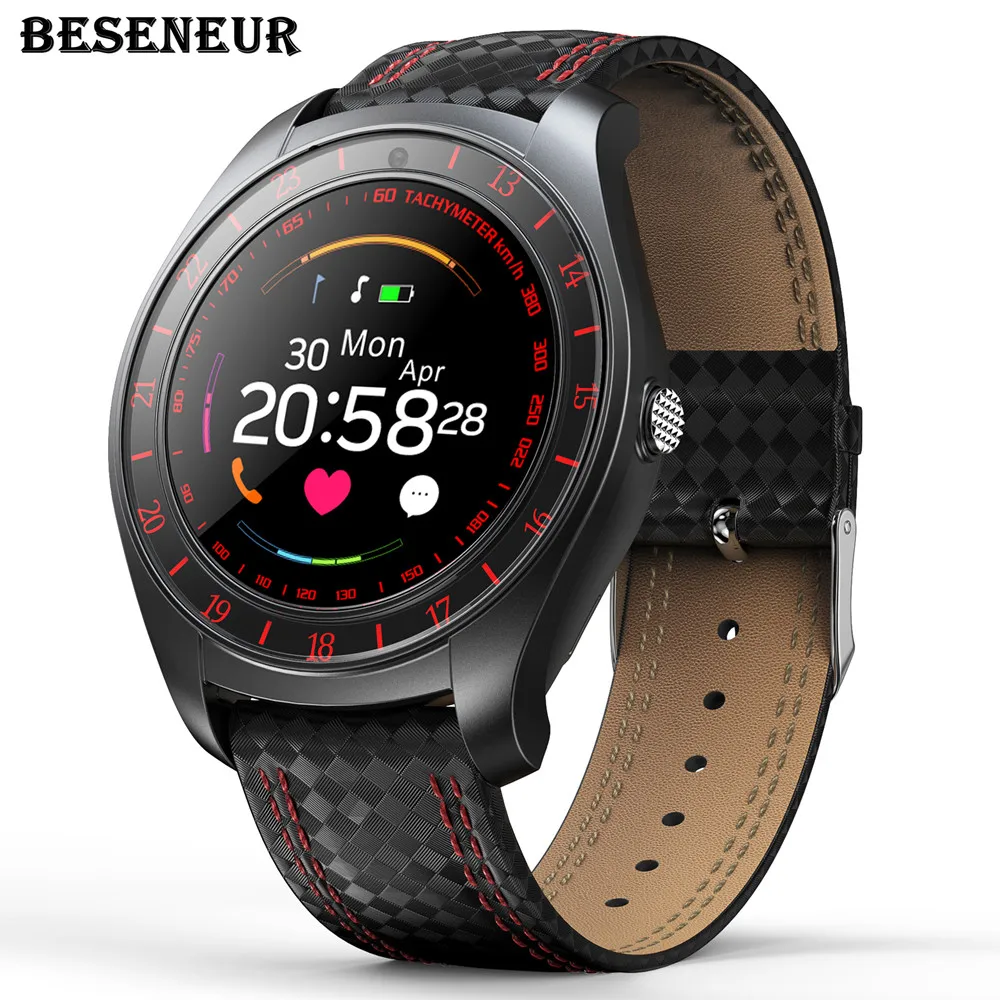 

Beseneur Smart Watch Men with Camera Bluetooth Smartwatch Pedometer Heart Rate Monitor Sim Card Wristwatch for Android Phone
