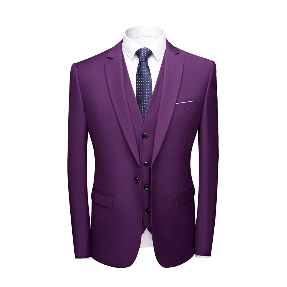

Loldeal Men's Slim Fit 3 Piece Suit One Button Blazer Tux Vest & Trousers