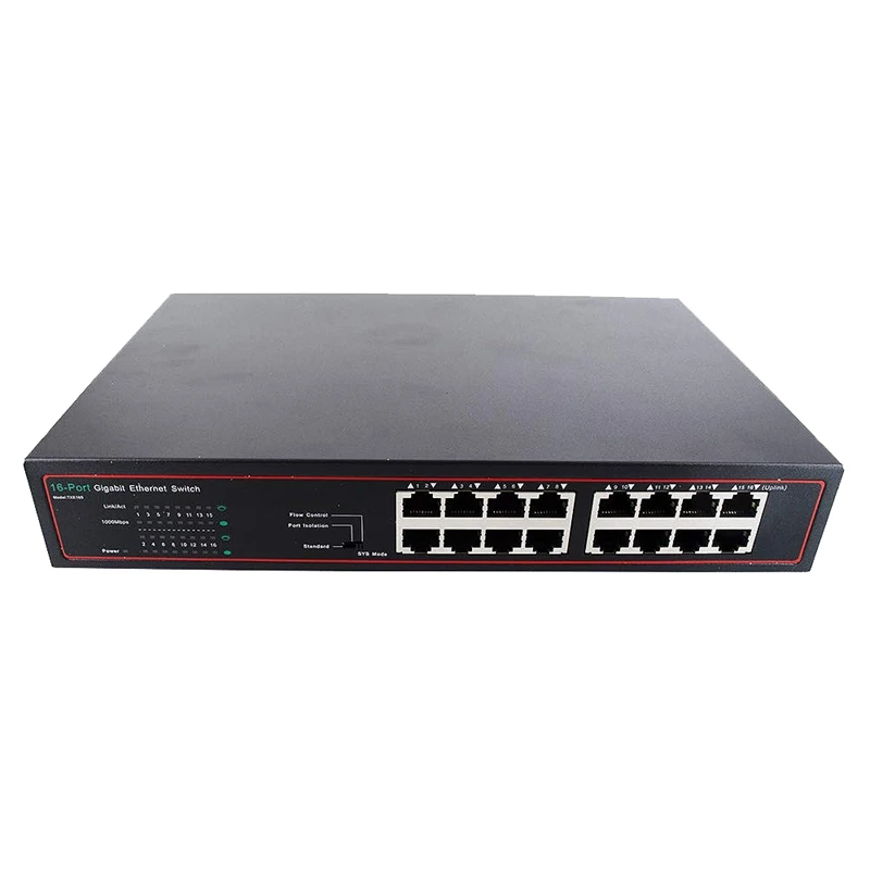 Black Gigabit Ethernet сетевой коммутатор Gigabit 10/100/1000 Мбит/с 16-Порты и разъёмы половина или полный дуплекс гигабитный сетевой коммутатор(штепсельная Вилка европейского стандарта - Цвет: Black