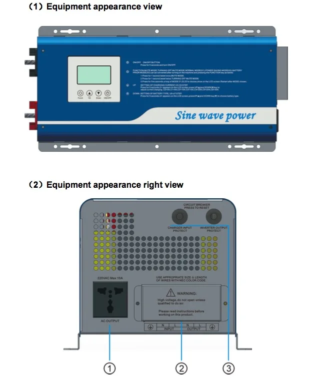 UPS Inverter 3000Watts DC To AC Toroidal Transformer Inverter Pure Sine Wave Output with AC Charger and UPS Can Be Wall Mounted