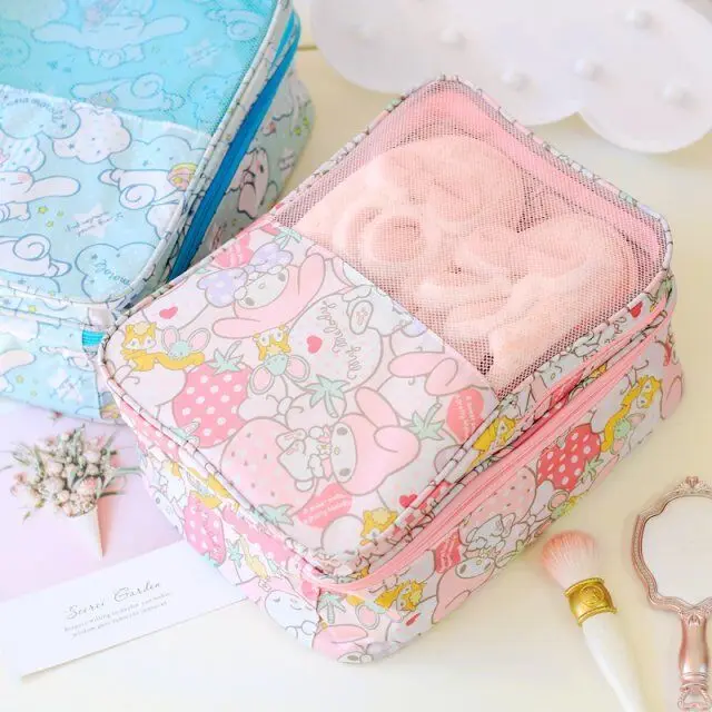 

Cartoon Cinnamoroll My Melody Duffy Ballet Rabbit Foldable Oxford Shoes Storage Bag Portable Travel Sorting Bag Organizer Set