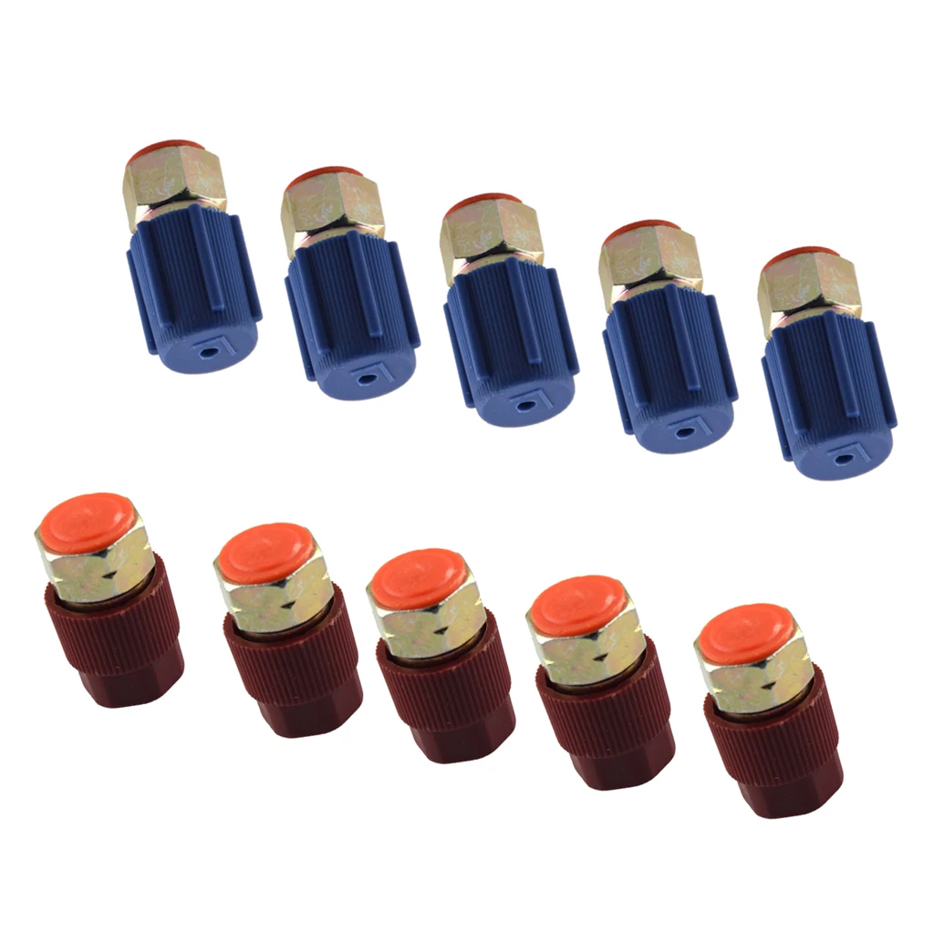 

10 Piece Air Conditioning R-12 to R-134a Retrofit Conversion Adapter High and Low Side Quick Disconnect Auto AC Charging Kit